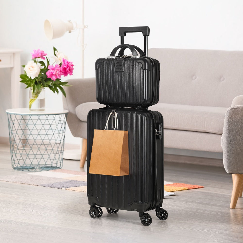 2pcs Hardside Luggage Set 20In Carry-On And 14In Bag, Spinner Wheels, TSA Approved Lock, Hooks, for Short Trips And Business Travel