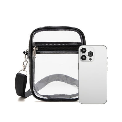Transparent Crossbody Bag Suitable for Concerts & Sports Events - Stadium Approved Handbag with Adjustable Strap, Front Zipper Pocket, Easy-to-Clean Design - Unisex for Men & Women, Suitable for Concerts, Games, Daily Use