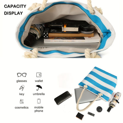 Two-Color Patchwork Canvas Bag Student Shoulder Fashion Tote Canvas Bag Shopping Bag