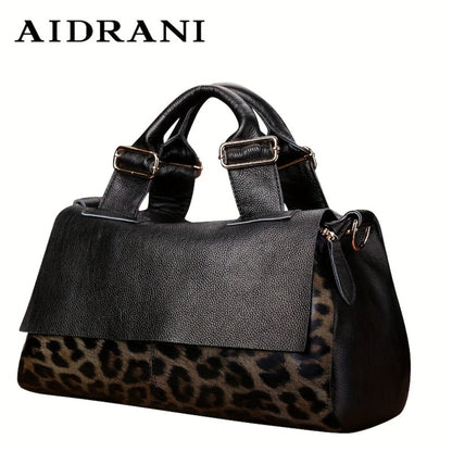 [Genuine Leather Bag] Head Layer Cowhide Women's Bag, Genuine Leather Women's Bag, Hand-Held Pillow Bag, Boston Women's Bag, Fashionable Single Shoulder Crossbody Women's Bag