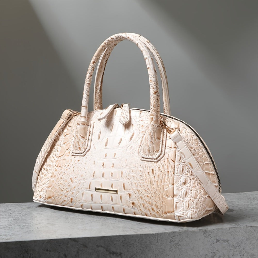 Luxurious Crocodile Print Top Handle Satchel Bag - Stylish Crossbody Design, Spacious Interior, Magnetic Snap Closure, Adjustable Shoulder Strap - Women'S Fashion Handbag, Boston Purse, Perfect for Work, Travel, And Daily Use
