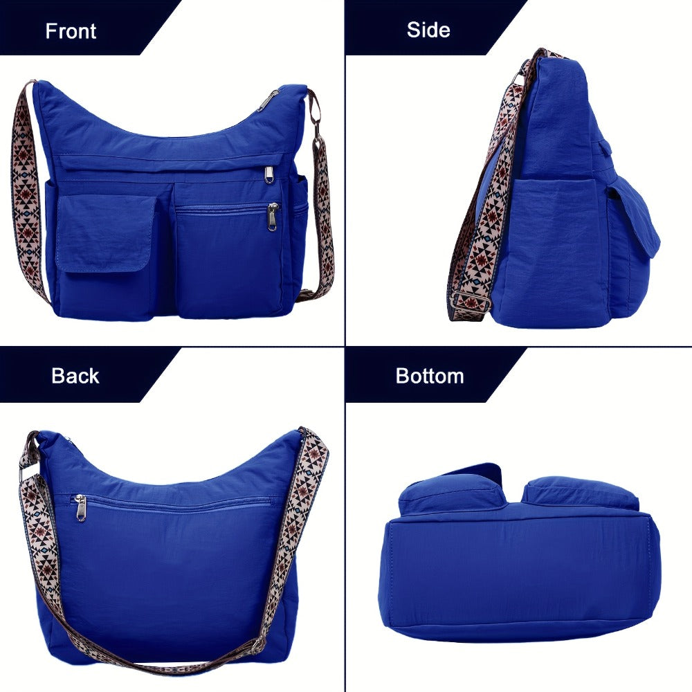 2pcs Lightweight Nylon Tote Bag Set for Women - Multi-Pocket Crossbody Shoulder Purse, Durable Hobo Handbags for Daily Use/Work/Shopping/Outdoor Activities