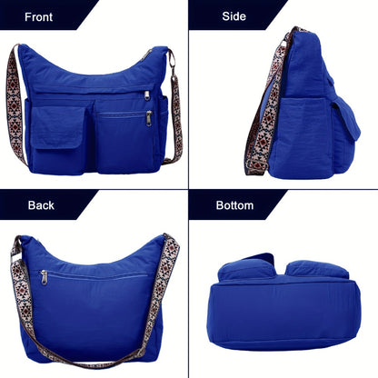 2pcs Lightweight Nylon Tote Bag Set for Women - Multi-Pocket Crossbody Shoulder Purse, Durable Hobo Handbags for Daily Use/Work/Shopping/Outdoor Activities