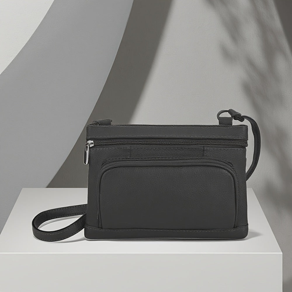Genuine Leather Horizontal Crossbody Bag Multifunctional Coin And Mobile Phone Storage Bag