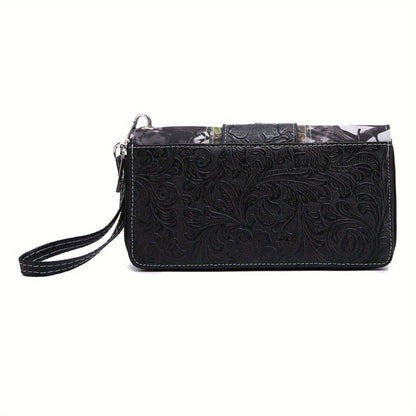 Western Style Camouflage Handbag with Decorative Buckles, Carved Rural Rivets, Crossbody Women'S Bag, Shoulder Bag, Wallet Set