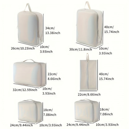 6pcs Compression Storage Cubes - Durable Easy-Clean Polyester, Lightweight Travel Organizers (Luggage/Clothing), Hand/Dry-Washable, Space-Saving, Sturdy, Ideal for Frequent Travelers/Business Trips, Buy 5 Get 1 Free
