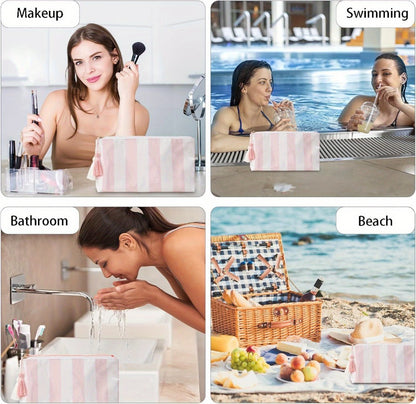 Makeup Bags for Purse, Small Coated Bags for Women, Travel Organizer Zipper Pouch Beach Vacation Essentials