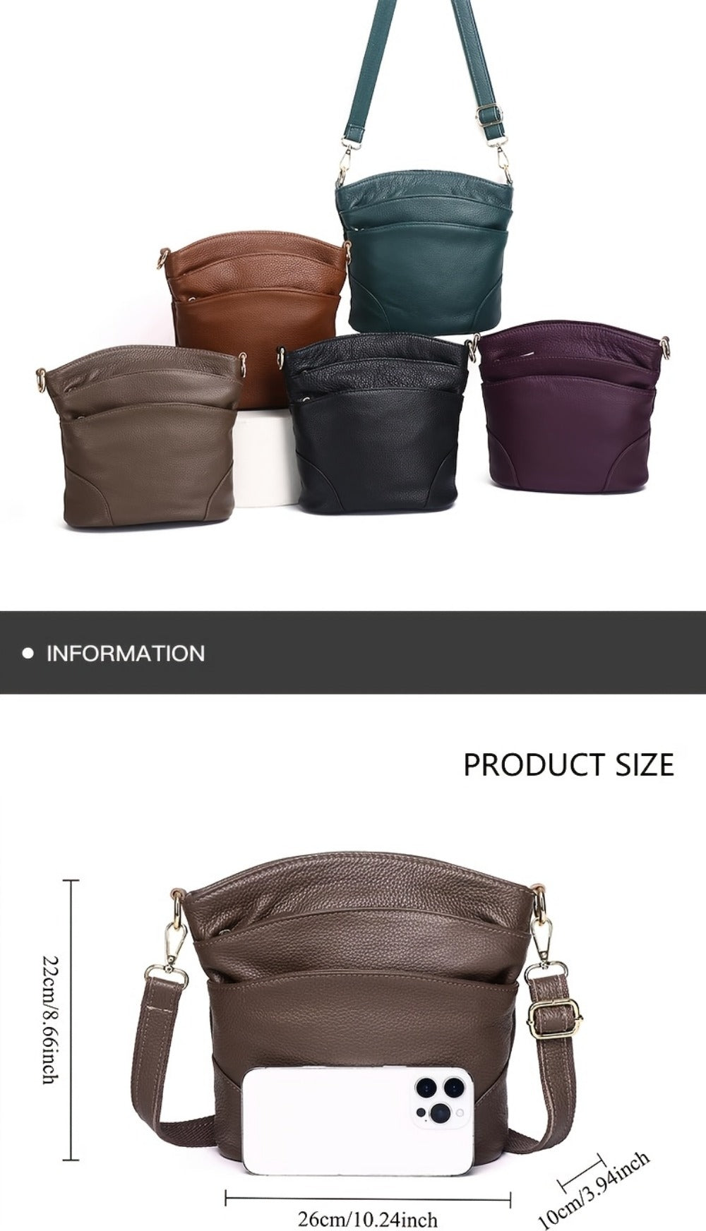Crossbody Bag for Women – 5 Colors, Genuine Leather | Bag Vero – detail view 14