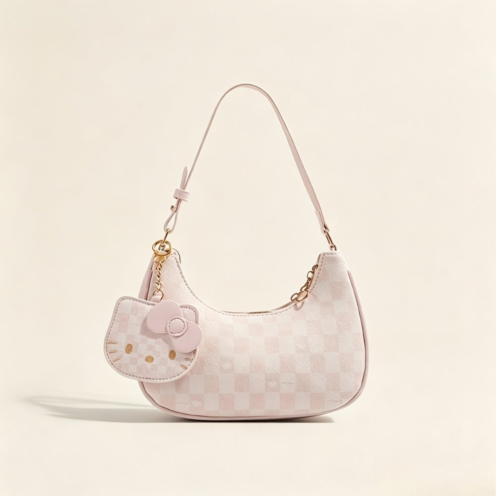 Crossbody Bag for Women – for Work & Everyday Use, Hello Kitty Pink Ruffled Korean | Bag Vero – front view