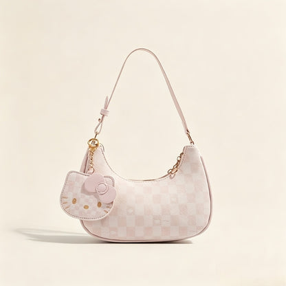 Crossbody Bag for Women – for Work & Everyday Use, Hello Kitty Pink Ruffled Korean | Bag Vero – front view