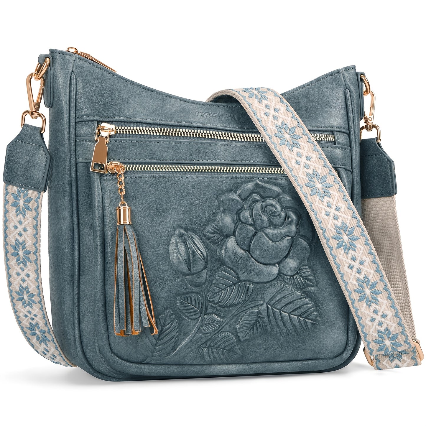 Crossbody Bag for Women – for Work & Everyday Use, Medium Size Floral Cutout Fashion | Bag Vero – front view