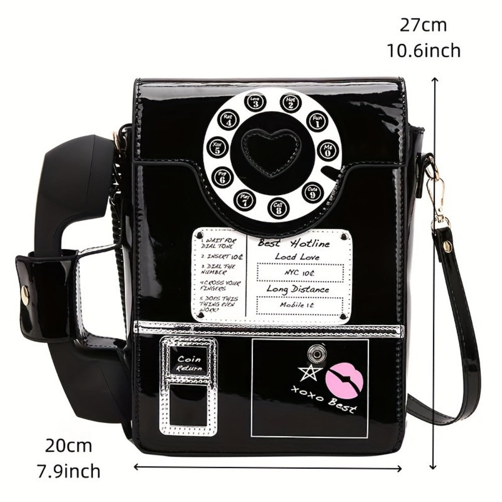 Crossbody Bag for Women – Lightweight, Retro Telephone Novelty Pu Glossy | Bag Vero – detail view 5