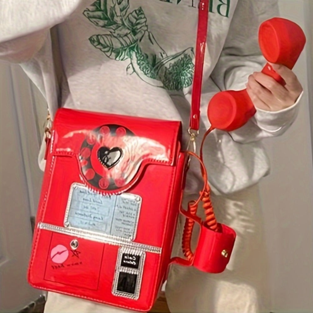 Crossbody Bag for Women – Lightweight, Retro Telephone Novelty Pu Glossy | Bag Vero – detail view 7