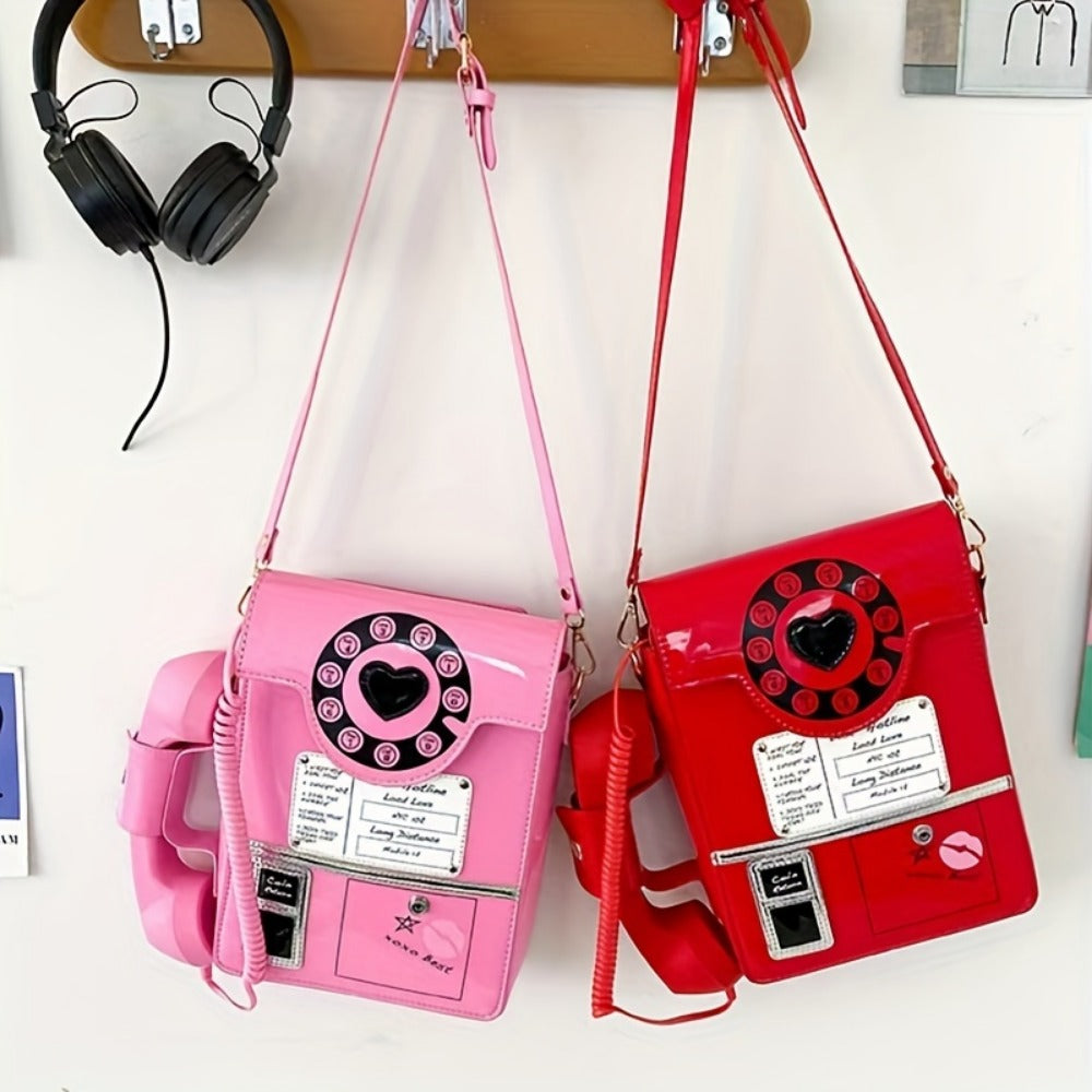 Crossbody Bag for Women – Lightweight, Retro Telephone Novelty Pu Glossy | Bag Vero – detail view 10
