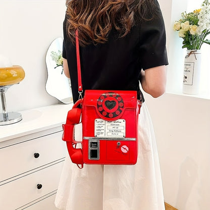 Crossbody Bag for Women – Lightweight, Retro Telephone Novelty Pu Glossy | Bag Vero – detail view 13