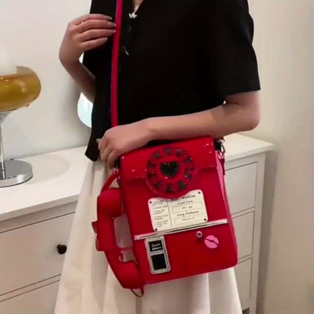 Crossbody Bag for Women – Lightweight, Retro Telephone Novelty Pu Glossy | Bag Vero – detail view 15
