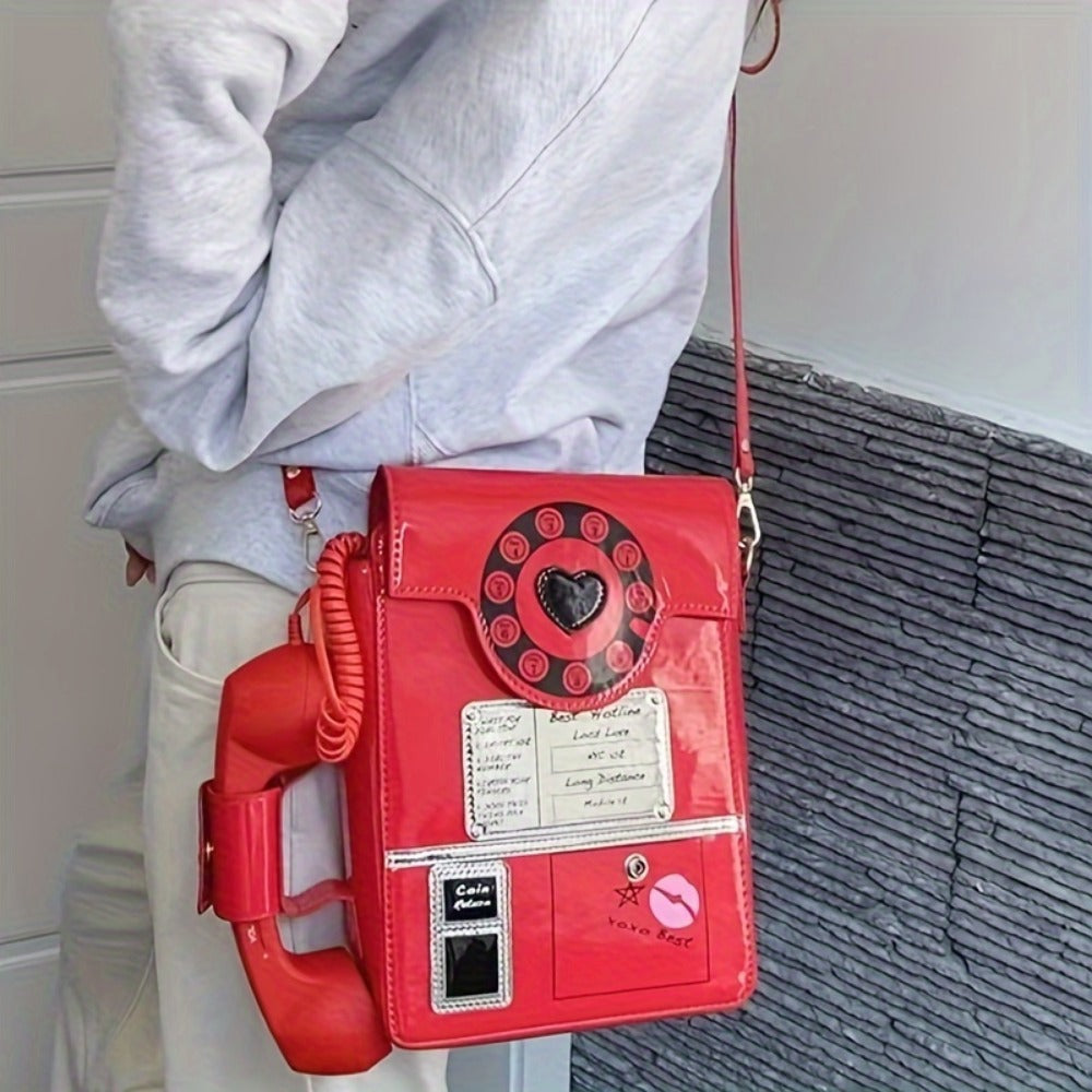Crossbody Bag for Women – Lightweight, Retro Telephone Novelty Pu Glossy | Bag Vero – detail view 19