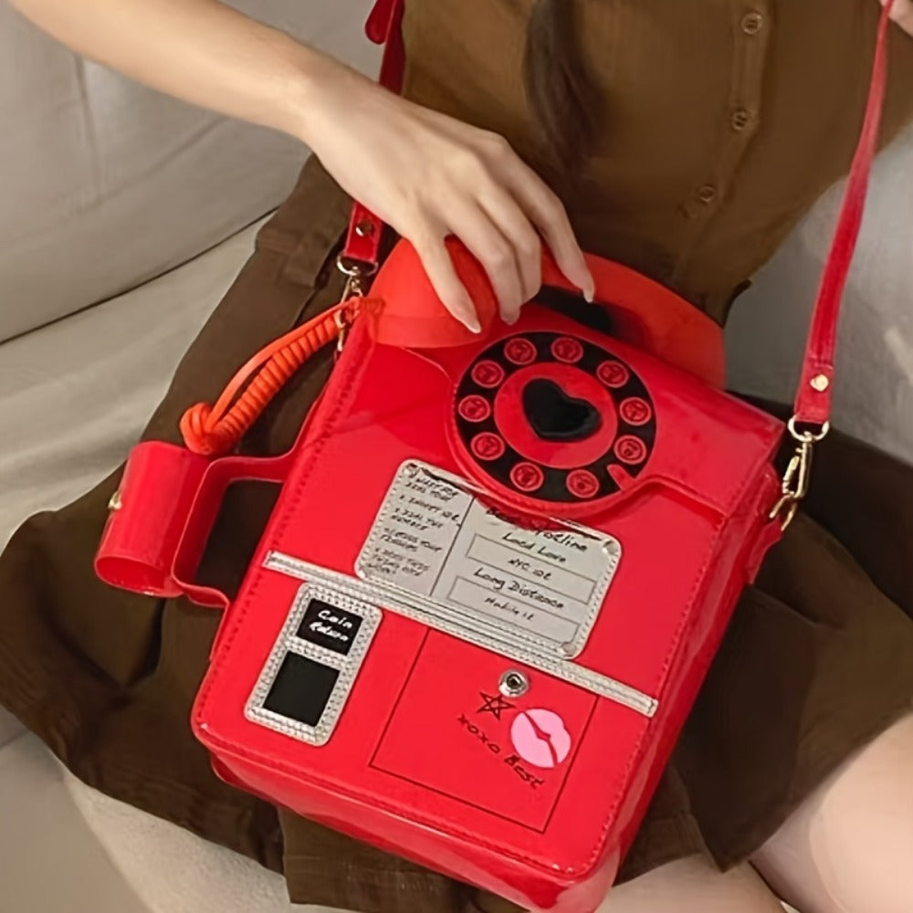 Crossbody Bag for Women – Lightweight, Retro Telephone Novelty Pu Glossy | Bag Vero – detail view 21