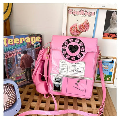 Crossbody Bag for Women – Lightweight, Retro Telephone Novelty Pu Glossy | Bag Vero – detail view 24