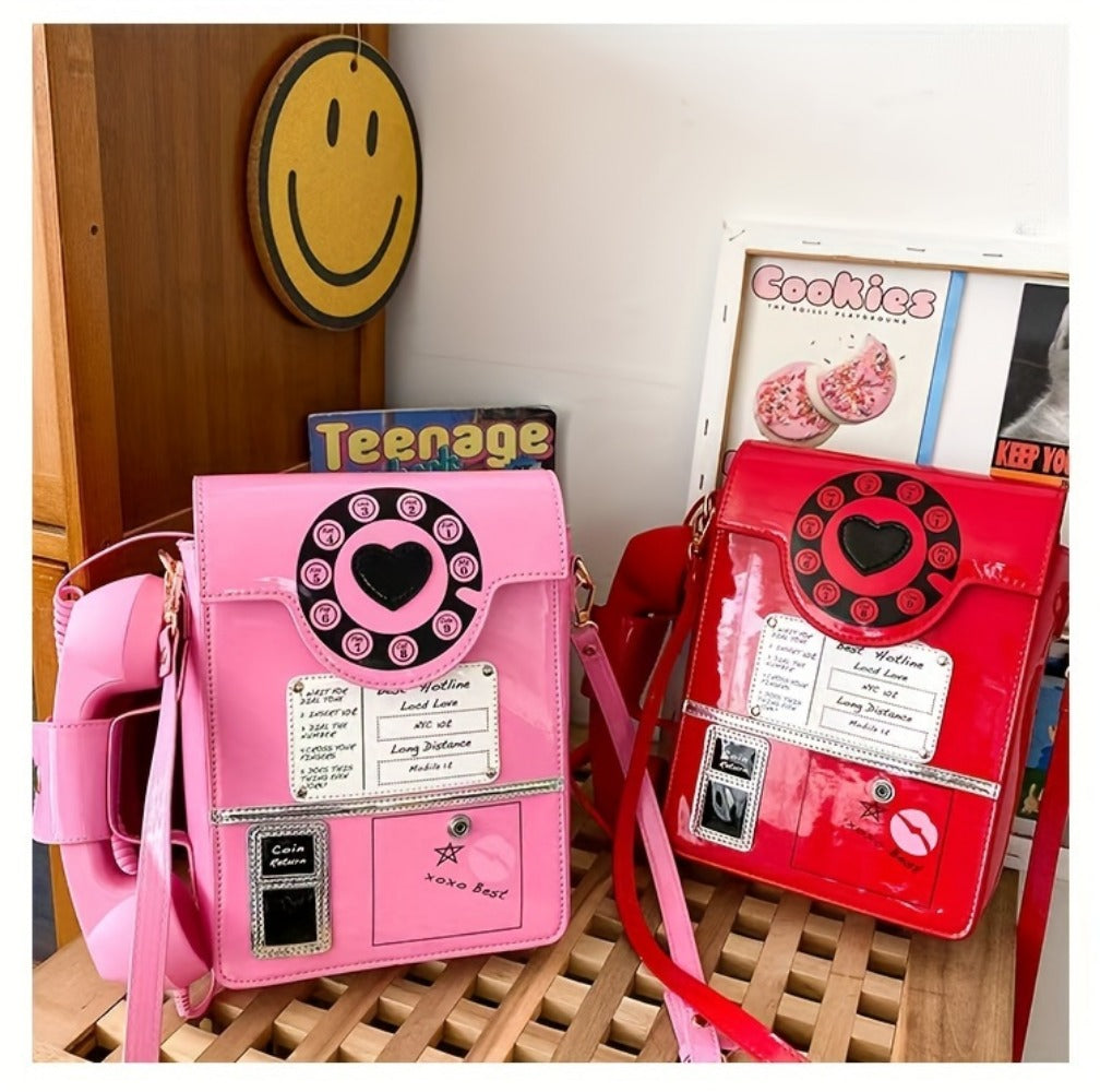 Crossbody Bag for Women – Lightweight, Retro Telephone Novelty Pu Glossy | Bag Vero – detail view 25