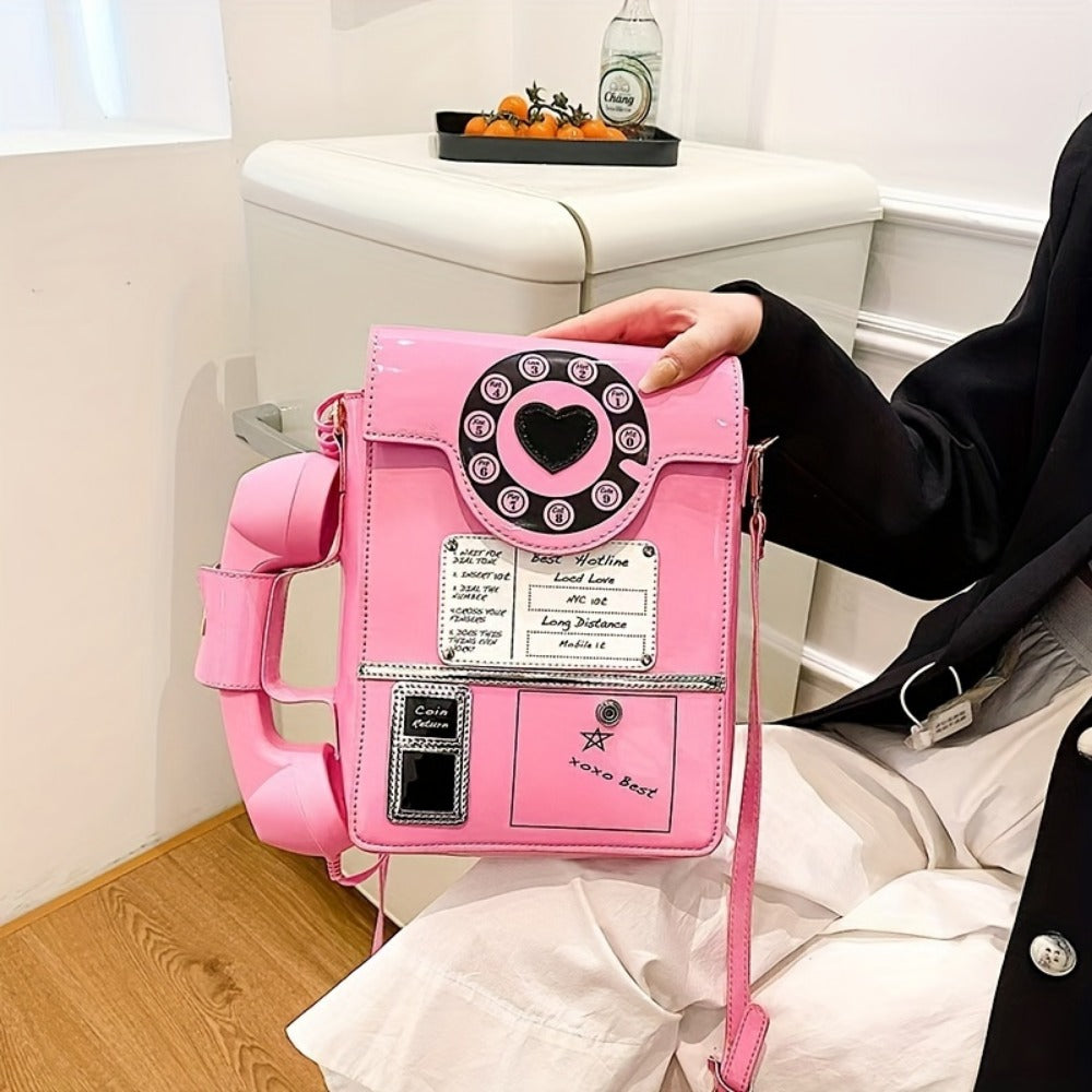 Crossbody Bag for Women – Lightweight, Retro Telephone Novelty Pu Glossy | Bag Vero – detail view 28
