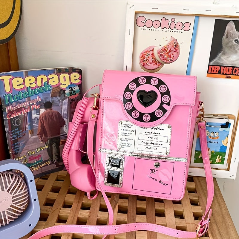 Crossbody Bag for Women – Lightweight, Retro Telephone Novelty Pu Glossy | Bag Vero – detail view 30