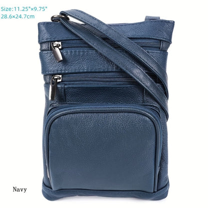 Genuine Leather Shoulder Bag, Adjustable Shoulder Strap Messenger Bag, Fashionable Handheld Design, Multifunctional Smartphone Storage Bag