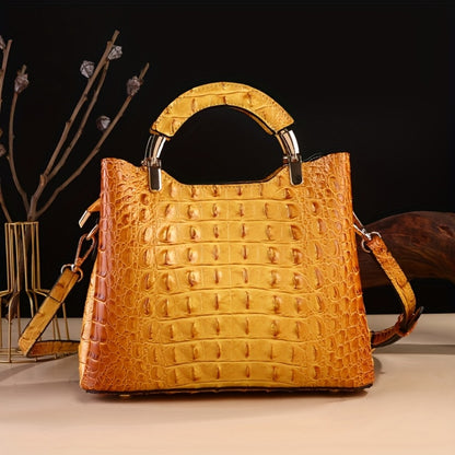 Elegant Luxury Crocodile Print Tote Bag - Women's Fashion Handbag, Shoulder Bag, Crossbody Bag & Purse