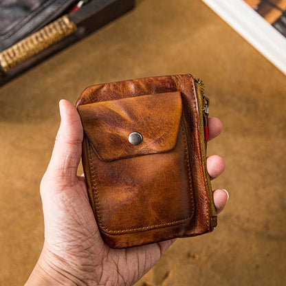 Viking Wallet Sporran Credit Card Package 1pc Leather Zipper Coin Purse Wallet with Card Slots, Snap Coin Organizer, Change Holder, Card Case, Leather Zipper Storage Bag for Men & Women