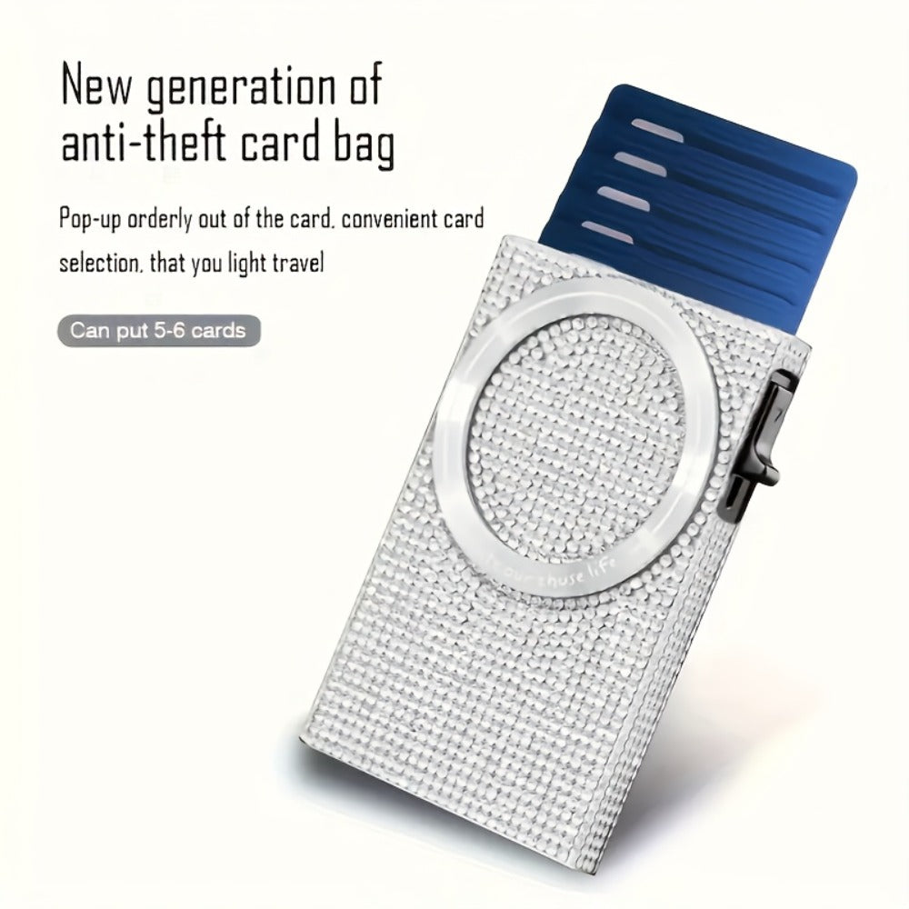 Chic And Sleek, This Diamond-Patterned Magnetic Wallet Is Ideal for Credit Card Users, Featuring RFID Protection for Added Security