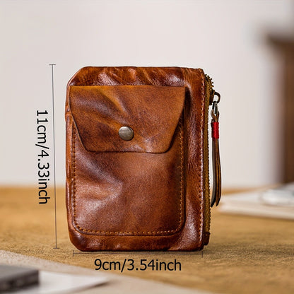 Viking Wallet Sporran Credit Card Package 1pc Leather Zipper Coin Purse Wallet with Card Slots, Snap Coin Organizer, Change Holder, Card Case, Leather Zipper Storage Bag for Men & Women