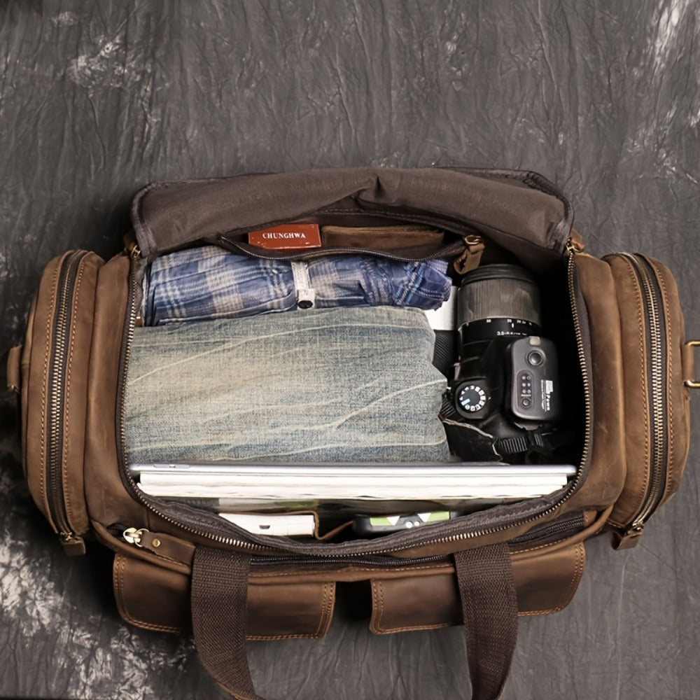 Gym Duffel Bag – Genuine Leather, Large Capacity, Multi-Pocket, for Travel & Work | Bag Vero – detail view 5