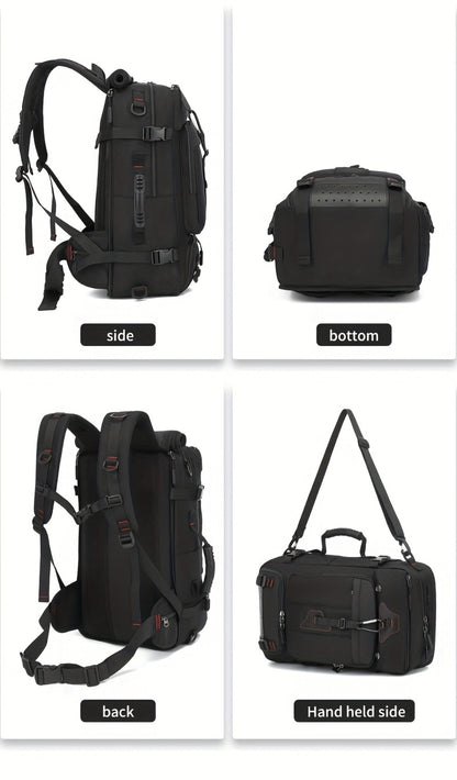 Travel Backpack, Portable Backpack, Large Capacity Duffel Bag Men's Outdoor Expandable Convertible Boarding Duffel Backpack, Black 21.13gal Hiking Bag, Fit 17 Inch Laptop, Suitable for Outdoor Travel Work Business