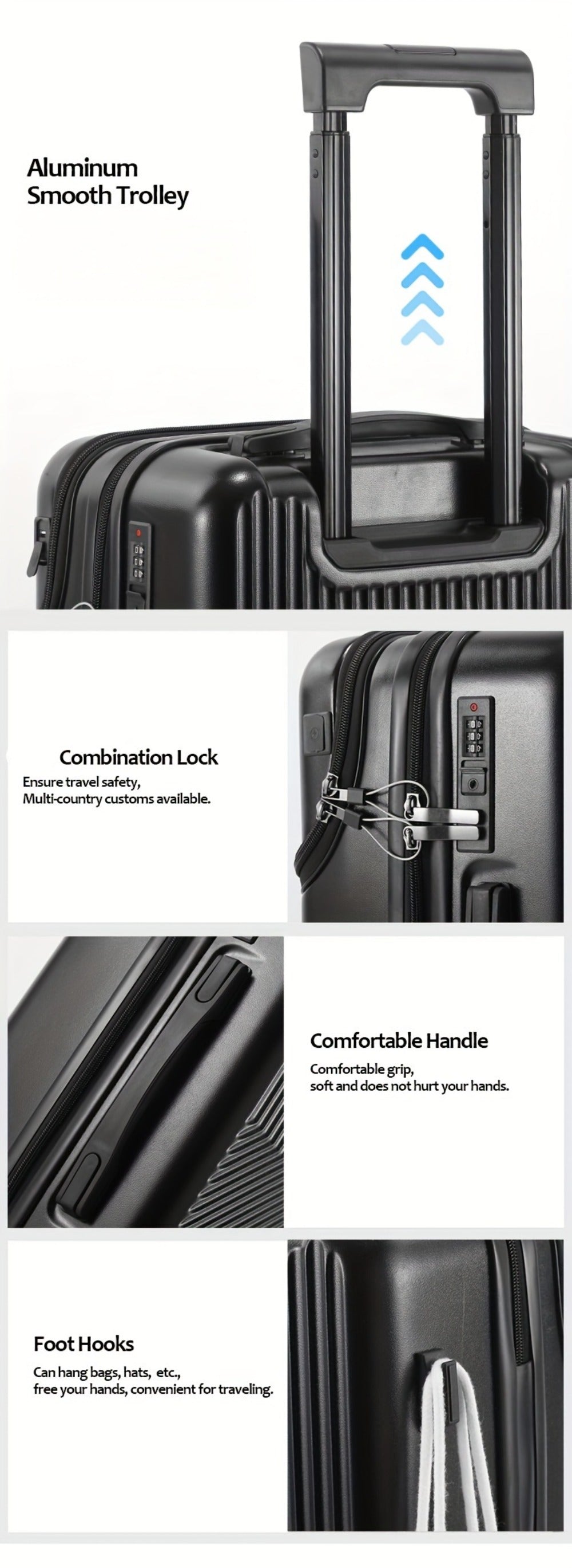 Large Capacity Trolley Case with Front Open Compartment, Functional Travel Suitcase, Luggage with Password Lock And Cup Holder, to Make Your Journey More Convenient And Safe