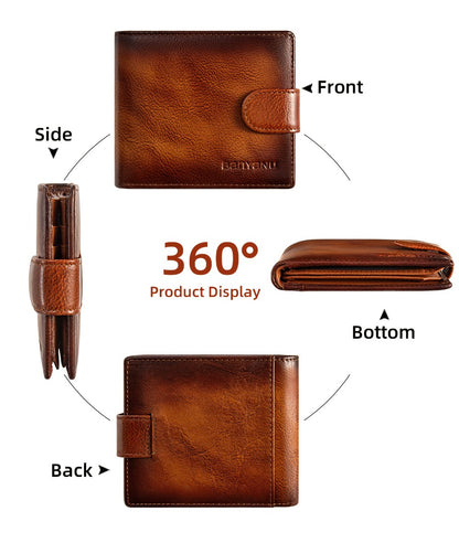 [Father's Day Valentine's Day] Men's High-Quality Genuine Leather Wallet Cowhide Card Holder 19 Card Slots, Can Store Credit Cards and Coins Fashionable and Practical Father's Day, Valentine's Day Gift