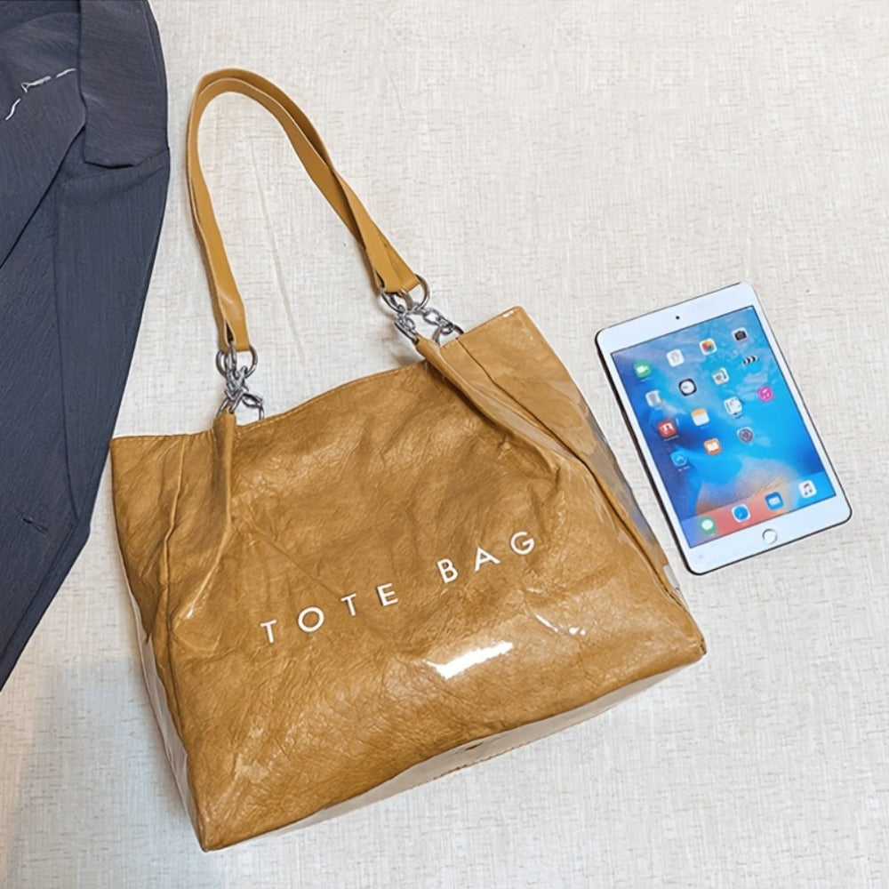 Women'S Stylish Shoulder, Crossbody And Tote Bag. Easy Elegant Design, Also As Handbag And Shopping Bag. Fits Books, Makeup And Daily Essentials. Great for Shopping, Travel, Camping. Beach Bag Made of PVC