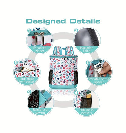 Leopard Print Insulated Cooler Backpack Large Capacity 7.93gal Lunch Bag Soft Cooler Bag for Beach Picnic Tailgate Camping Travel