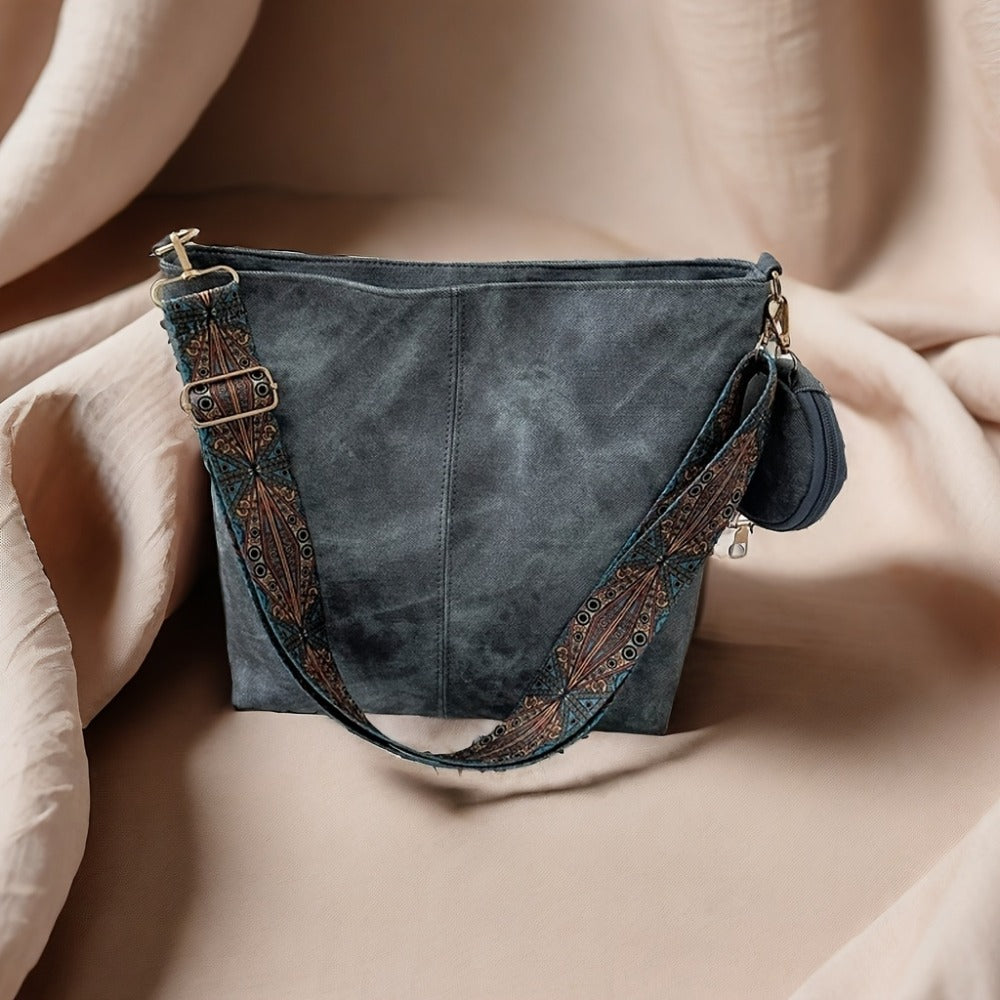 [Elegant Tote] 2pcs Tote Bag | Large Capacity | Retro Texture, Oily Wax Texture, Smooth Texture | Detachable Wallet | Shoulder Bag for Women | Best Birthday Gifts, Christmas And Valentine's Day Gifts | Bohemian