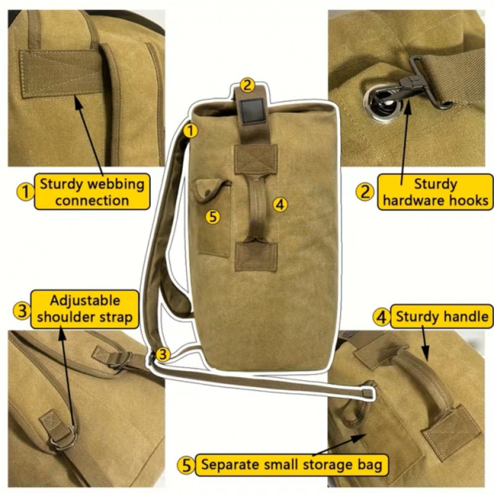 Men'S Large-Capacity Backpack: Adjustable Shoulder Straps, Multi-Compartment Design And Side Pockets. Ideal for Outdoor Trips Or Daily Use. Large-Capacity Canvas Backpack, Outdoor Hiking Bag, Travel Duffel, Men'S Sports Bag. Bonus Phone Pouch