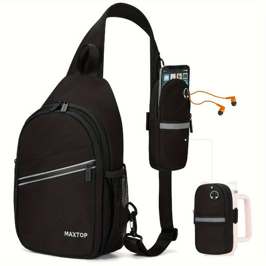 Sling Backpack Crossbody Sling Bag with Detachable Phone Pouch for Women Men Multipurpose Travel Hiking Chest Bag