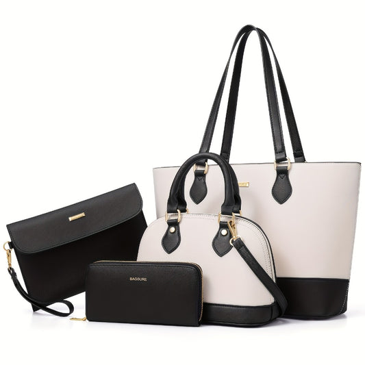 UKEIN 4pcs Set of Women'S Stylish Handbags, Purses, Wallets, Tote Bags, And Casual Crossbody Bags, Perfect Valentine'S Day Gift for Women And, Includes 4 Satchel Purses