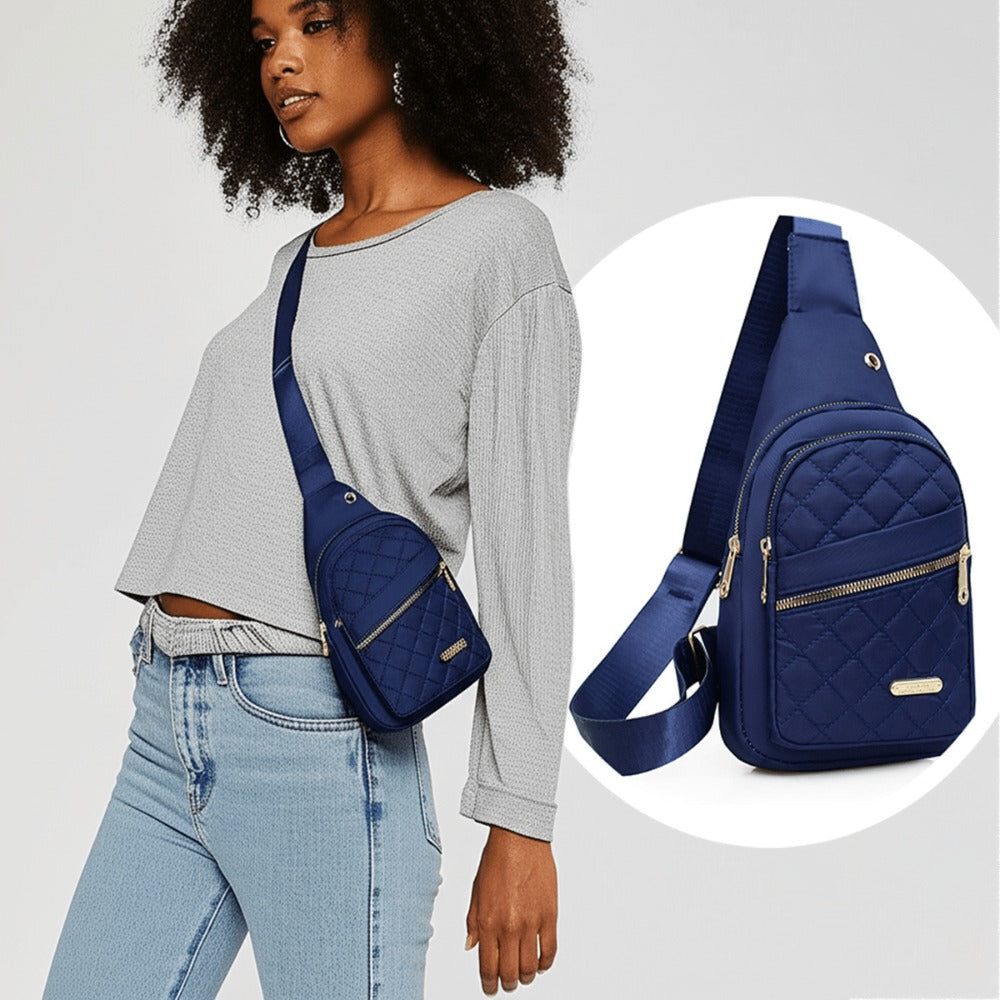 Nylon Ladies Slung Shoulder Bag, Leisure Sports Travel Slung Chest Bag, Adjustable Shoulder Strap, Multi-pocket Purse.