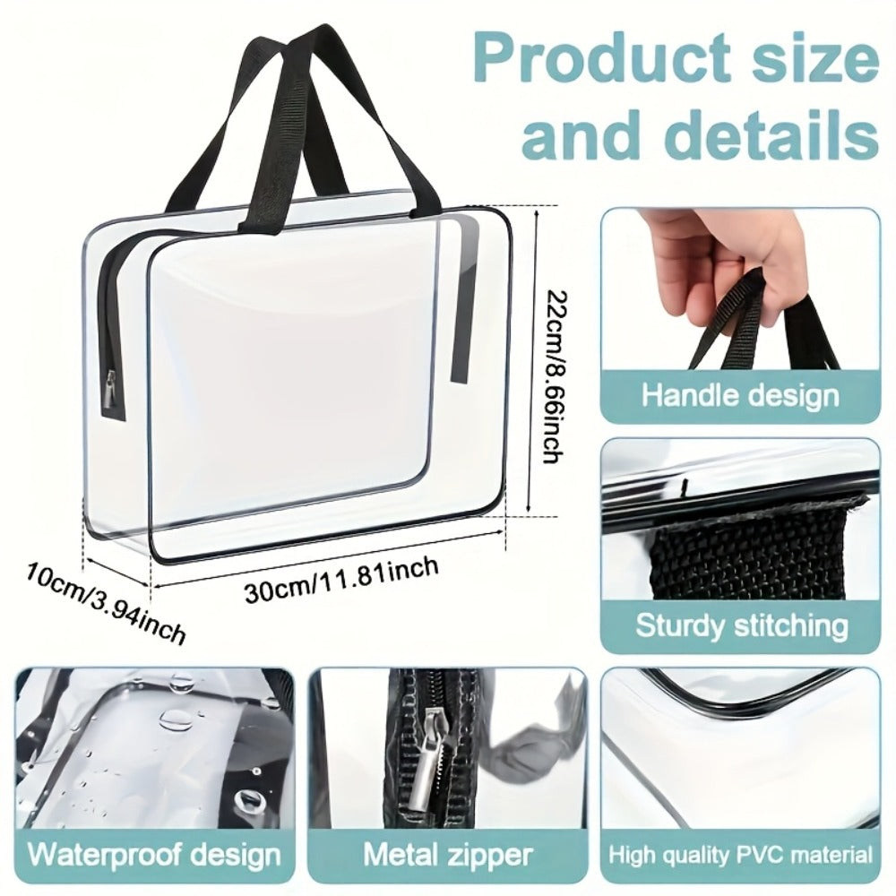 9/10pcs Clear Makeup Bags - High-Quality Transparent Storage Bags, Beach Bag, Clear Bag, with Secure Zipper Closure - Reusable, Organizer Bags for Travel And Home Storage - Multi-Functional Storage Solution, Suitable for Beach And Outdoor Use