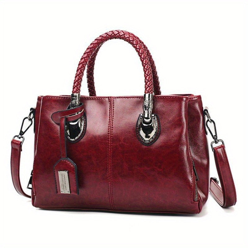Women'S Vintage Large Capacity Hand Tote Bag - Single Shoulder Design with Detachable Straps, Perfect for Everyday Use