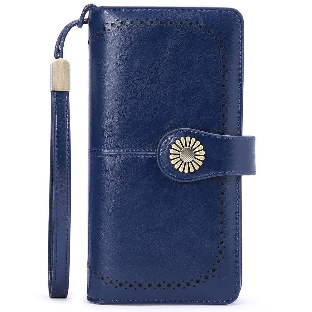 Purple Wallets for Women RFID Blocking, Long Wallet with 24 Card Slots & Phone Pocket, Large Capacity Wristlet Clutch, Gift Box for Daily Use