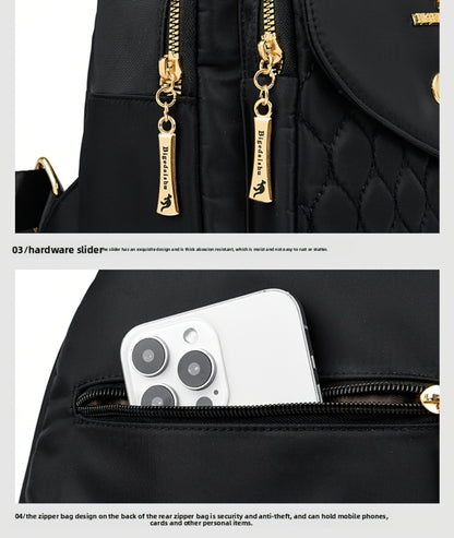 Trendy Urban Fashion Women'S Backpack - High-grade Texture And Pattern Design, Elegant And Practical, Golden Hardware Embellishment, Suitable For Commuting, Leisure, Travel, Ideal Holiday Gift