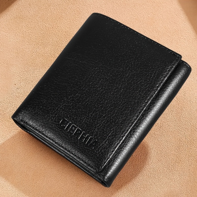 Men's Top-Grain Cowhide Wallet with 3 ID Windows Display, RFID Blocking Protection Vintage Wallets for Man Multi Functional Credit Card Holder Money Clips Perfect Holiday Gift for Him