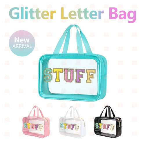Essential for Viewers, This PVC And Portable Makeup Bag Features The Word 'STUFF' in Eye-Catching Embroidered Letters. It'S a Fantastic Storage Solution for Sports Events And Concerts