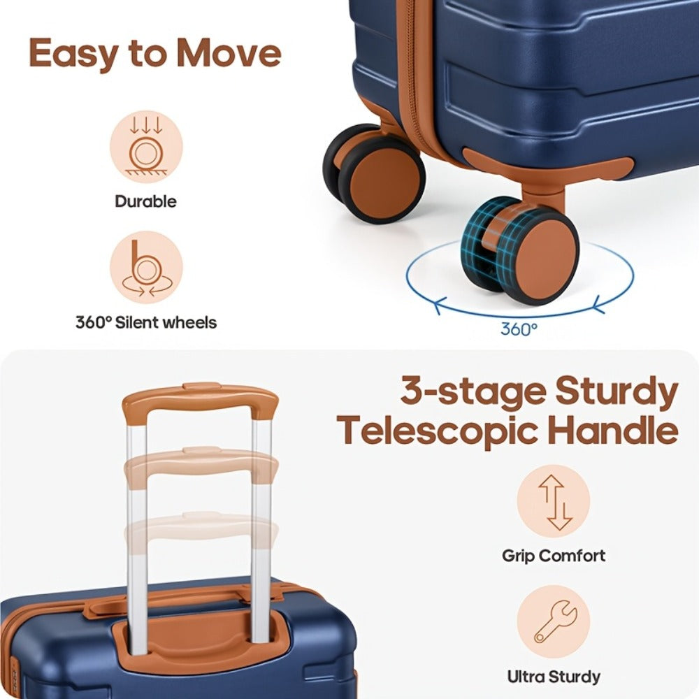 3pcs 20 Inch PC Hardside Luggage Set with TSA Lock Carry On Suitcase & Backpack - Lightweight ABS+PC Spinner Wheel Travel Bags, Laptop Compartment, for men & women, Grey//, Airplane Compatible (Annual updates likely)