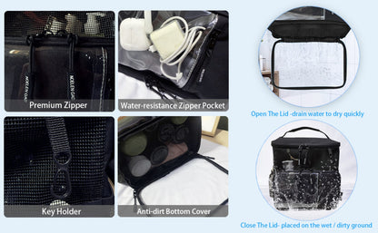 Portable Shower Organizer, Mesh Tote, Fast-Drying Hanging Toiletry Bag with Handle, Suitable for Both Men And Women, for Bathroom Gym Travel And Camping, for College Dorms, Black